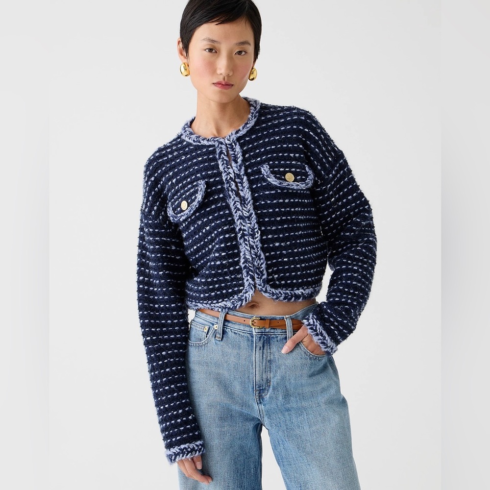J.Crew Cropped lady jacket in marled yarn BV394